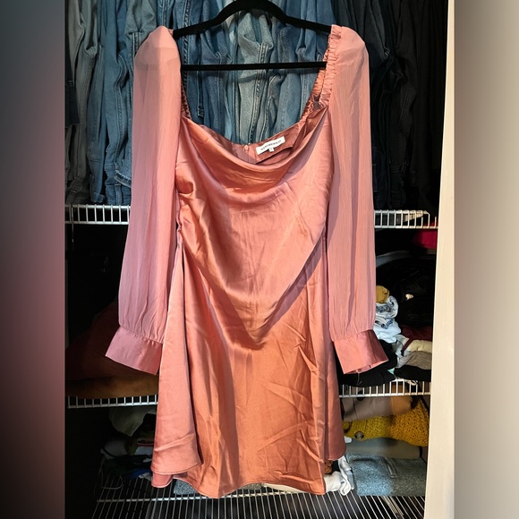 WEWOREWHAT Satin Long Sleeve Mini Dress - Picture 9 of 9